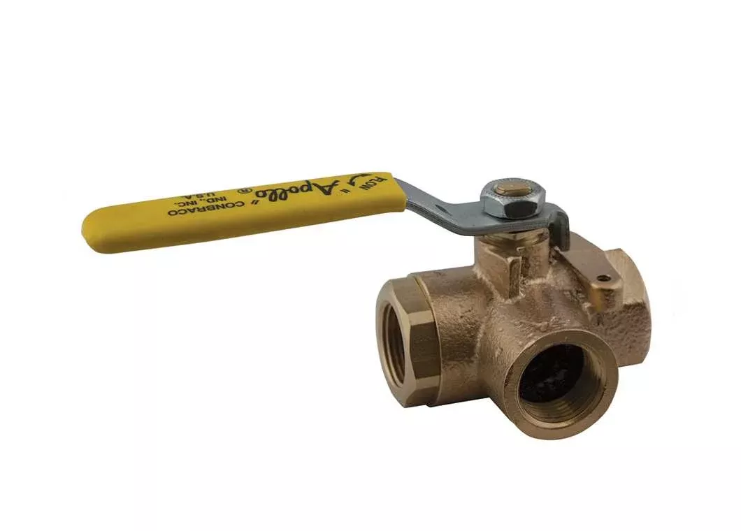 1-1/2" Apollo 70-607-01 - 3-Way, Bronze, Full-Port, NPT, Ball Valve
