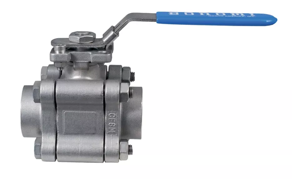 1-1/2" Bonomi 741 LL Ball Valve, High Performance, Direct Mount, Full Port, 3 Piece, Stainless Steel, Socket Weld, PEEK Seats, with Locking Lever