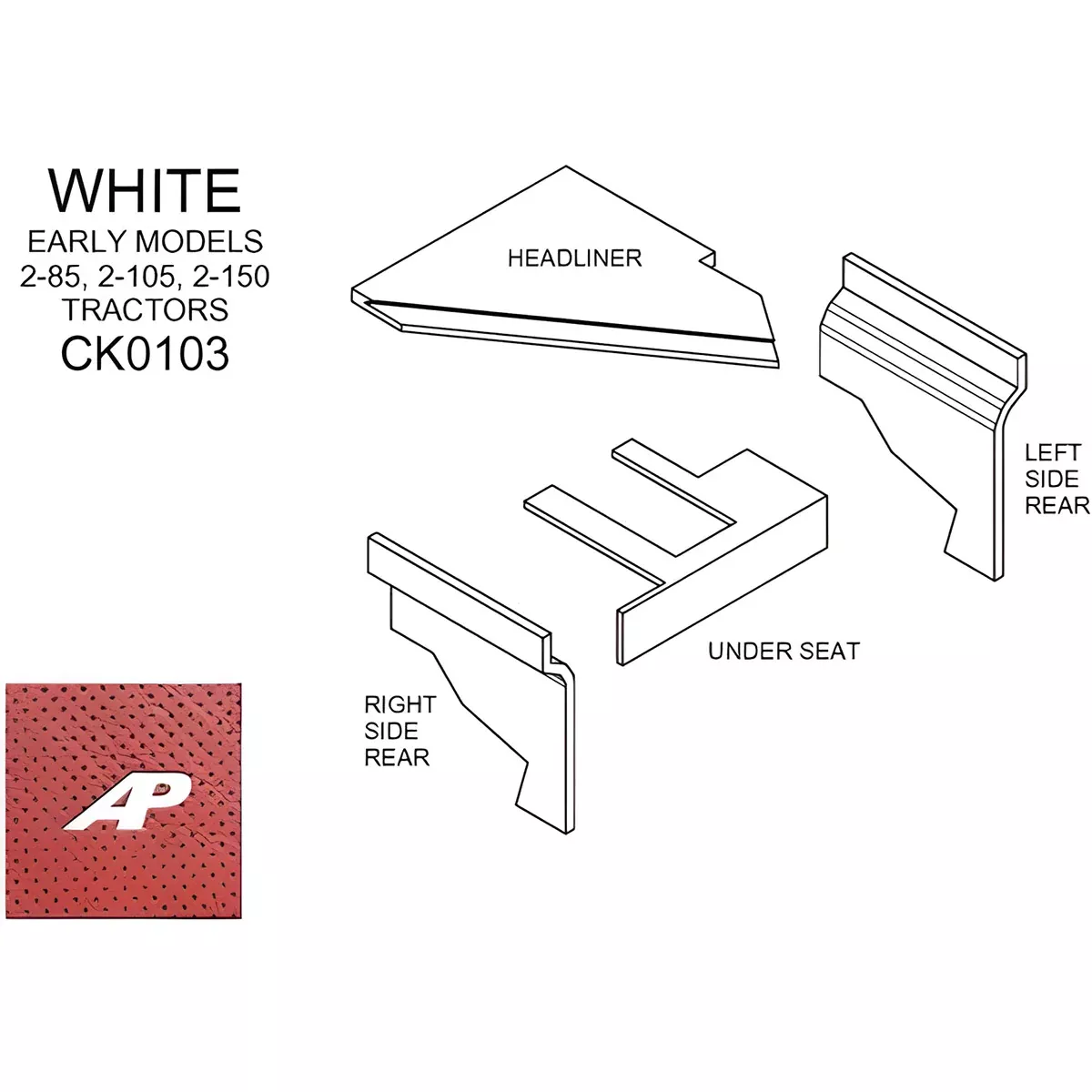 White Lower Cab Kit With Headliner-Early-Red for White, CK0103