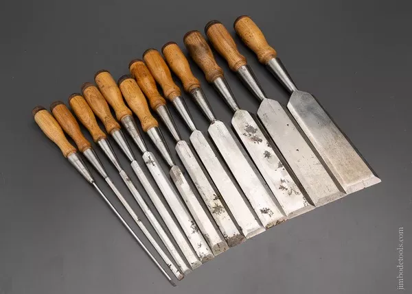 WITHERBY MADE FOR UNION HARDWARE SAMSON Complete Set of 12 Socket Firmer Chisels - 104384 - AS OF SEPT 10