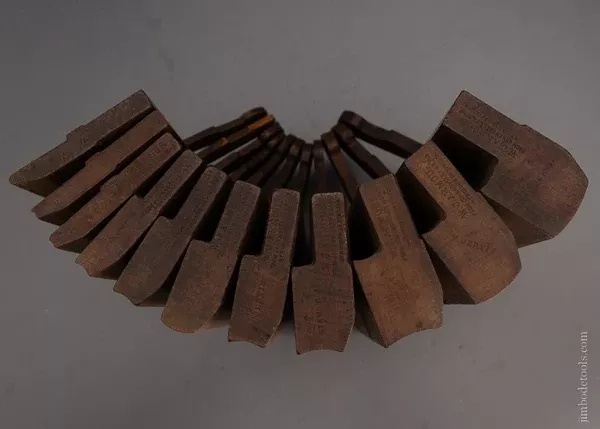 Working Set of 11 Hollow & Round Moulding Planes by W.J. ARMOUR from MOSELEY & SONS PIMLICO - 105026