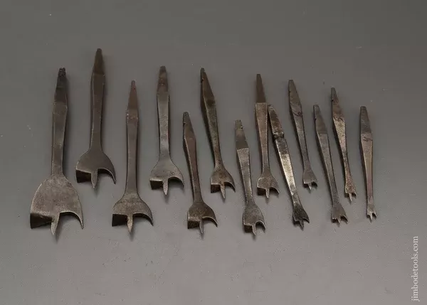 Working Set of 13 19th Century Center Bits for Bit Brace - 102403